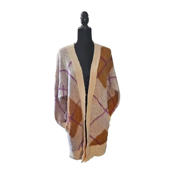 NWT Free People Argyle Avenue Cardigan, Alpaca Wool. New. XS. oversized. - Picture 2 of 11